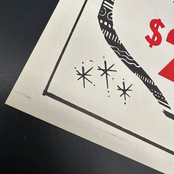 Vintage 1960s Christmas Gift Sale Advertising Signs Black Red White Lot of 10 - Picture 4 of 7